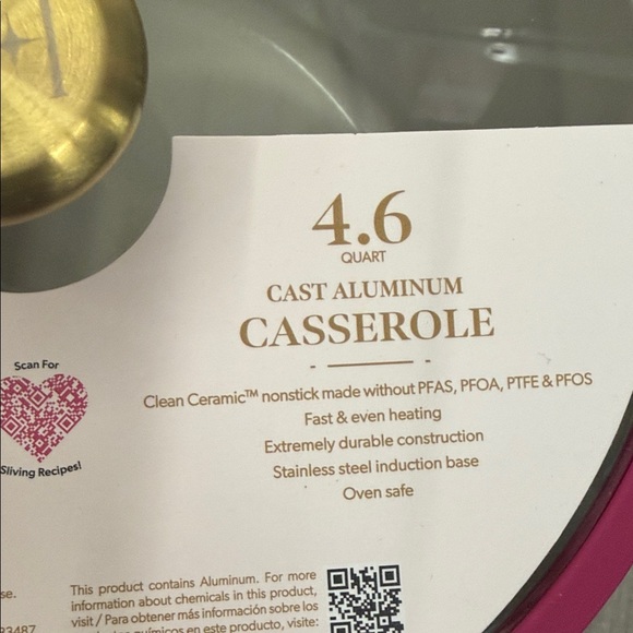 Paris Hilton Pink Casserole with Gold Accent - Picture 3 of 3